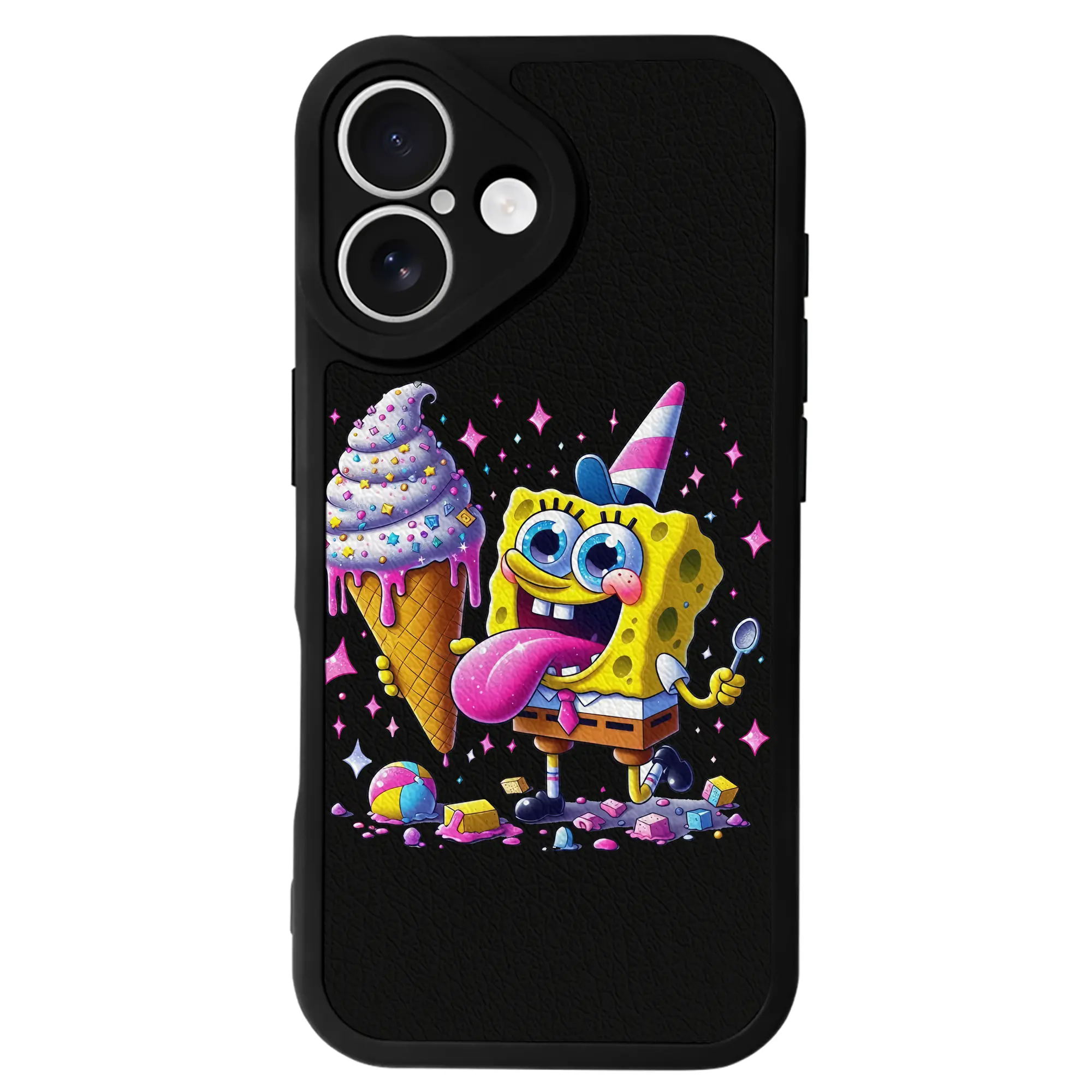 スポンジボブ グッズ スポンジボブ - IPhone 16シリーズ対応 ・ シリコンスマホケース ・ レザー調 ・ 高精度フィット ・ 耐衝撃 ・ ワイヤレス充電対応 ・ 精密カット